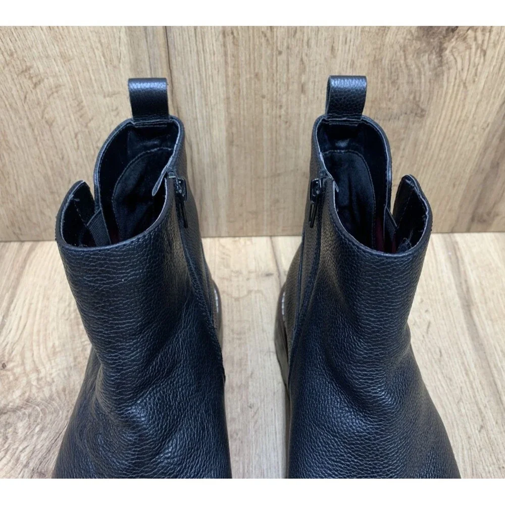Nordstrom Women Miller 2 Lea Ankle Boots Black Leather Water Resistant Size 10 M